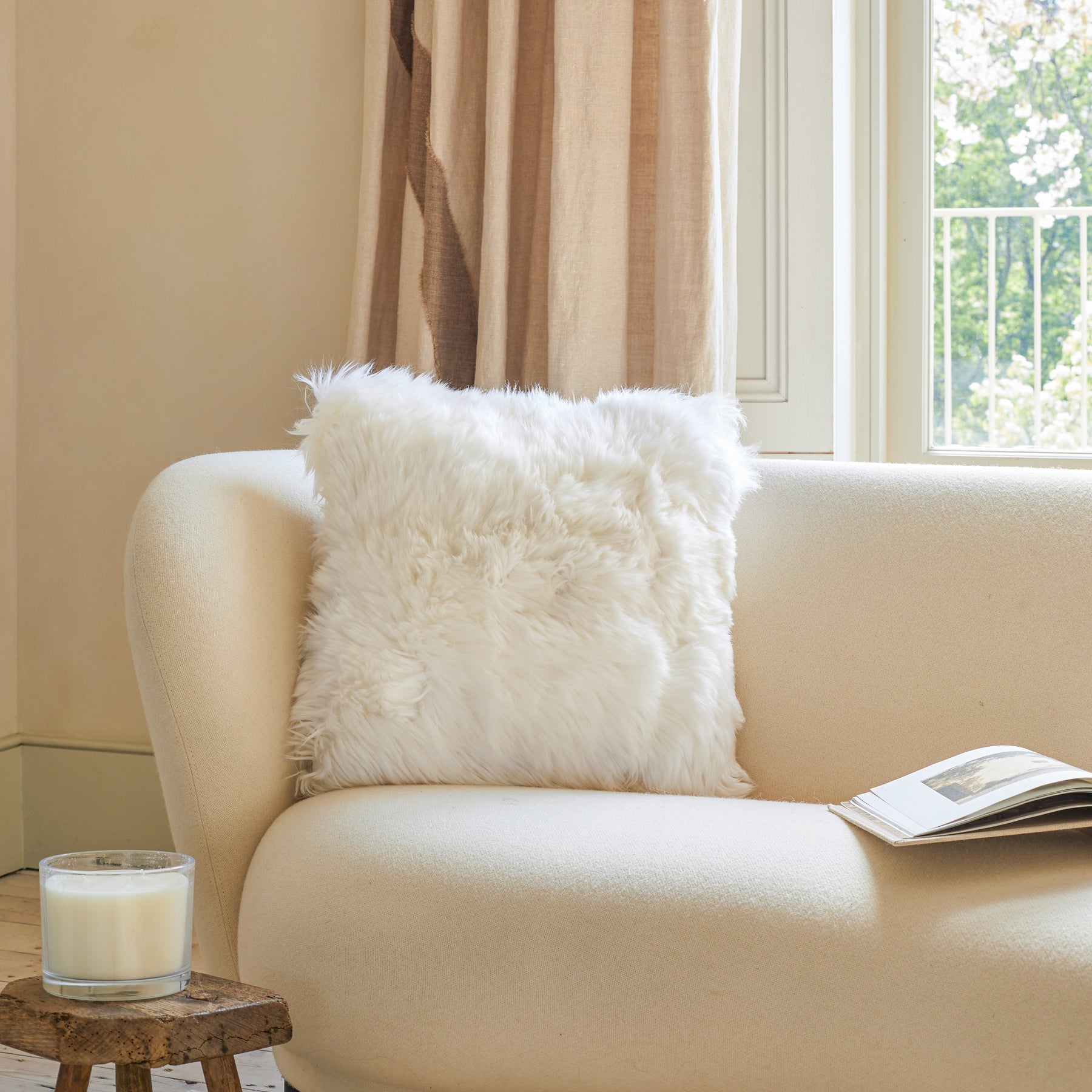 Off-White Sheepskin Long Cushion – Just So Interiors