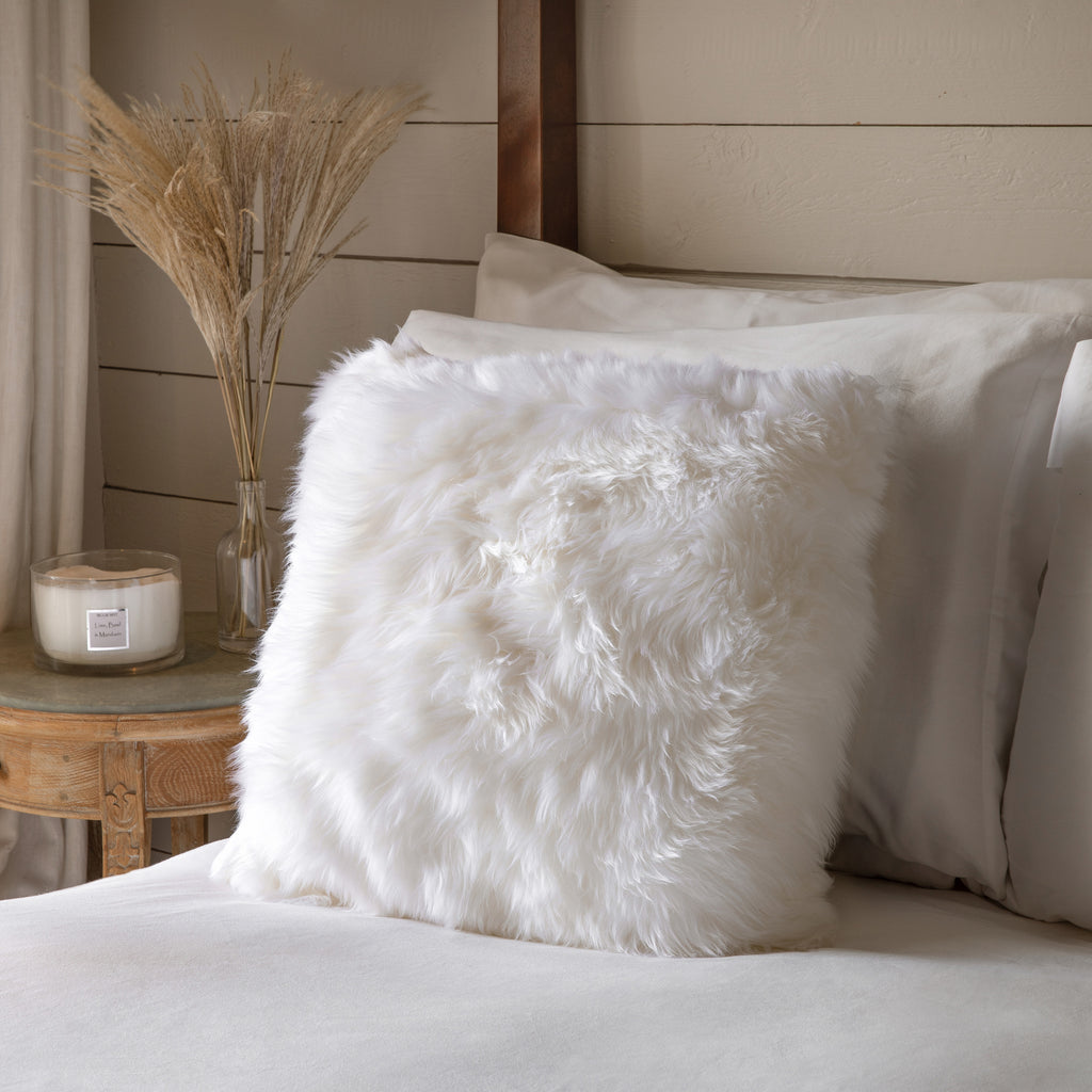 Sheepskin Cushion White Hyde Hare